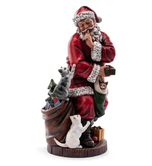 15.5" Santa Shushing Cats Figurine