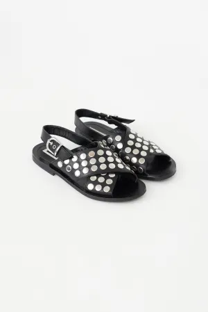Black Studded Slingback Sandal