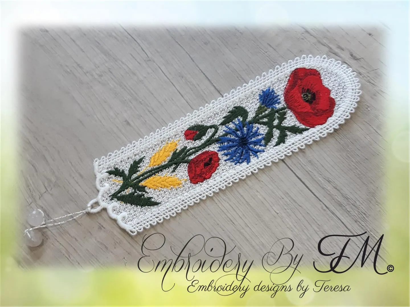 Bookmark summer / 5x7 hoop