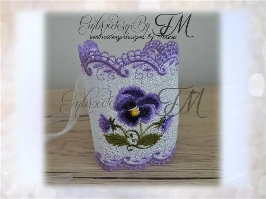 Candle corset Pansies/5x7 hoop