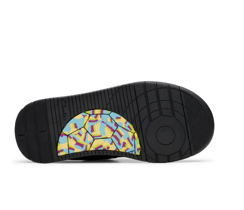 Clarks Boy School Shoe Laser Track Black Leather