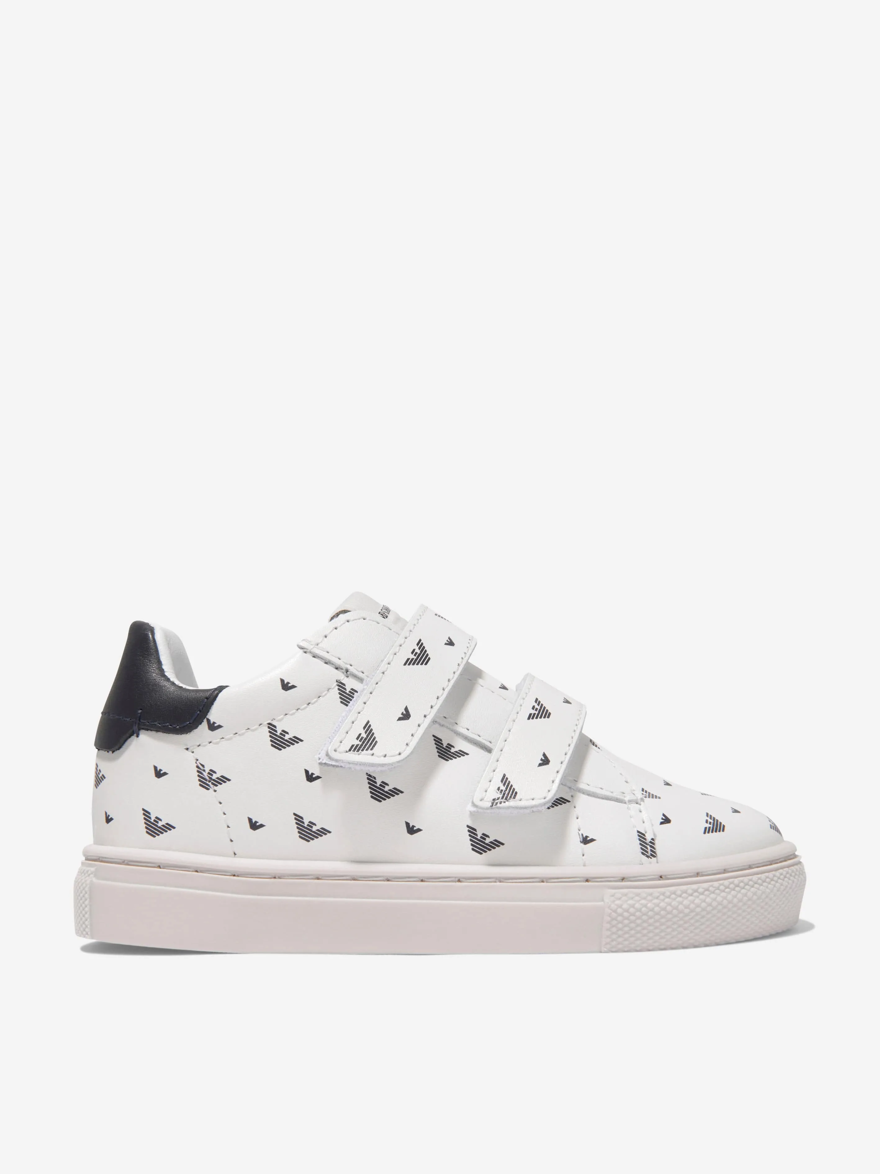 Emporio Armani Boys Leather Eagle Logo Trainers