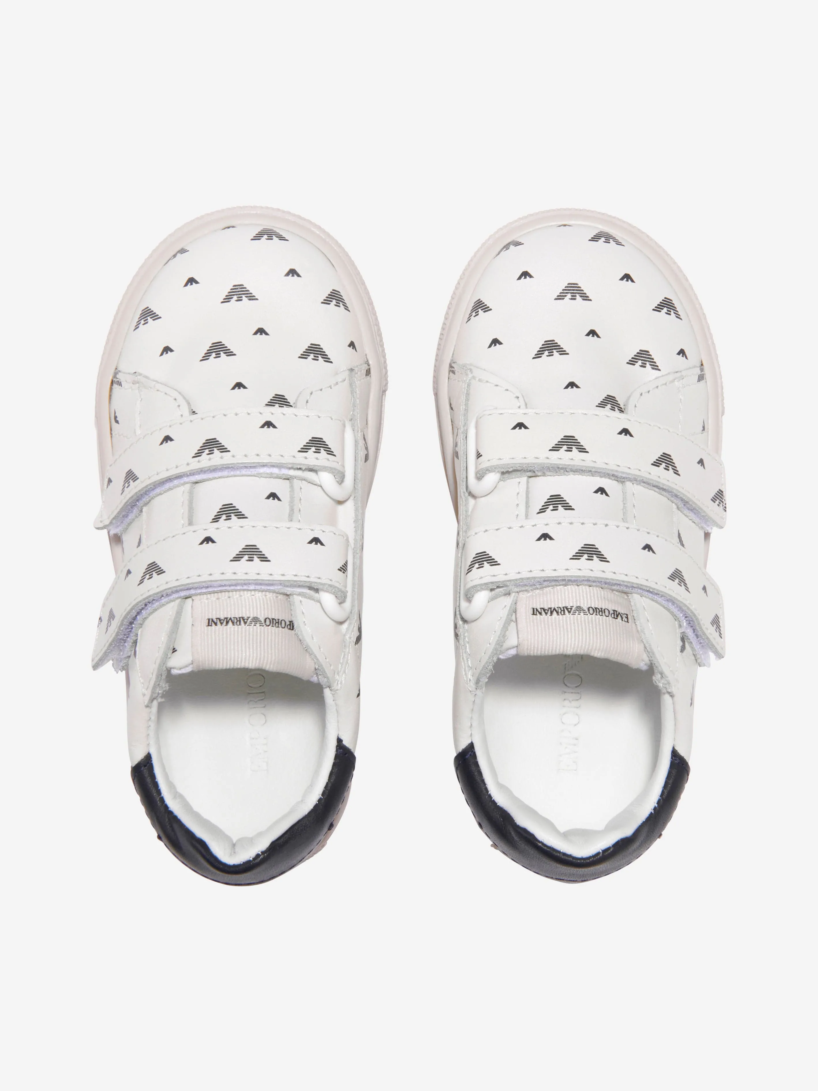 Emporio Armani Boys Leather Eagle Logo Trainers