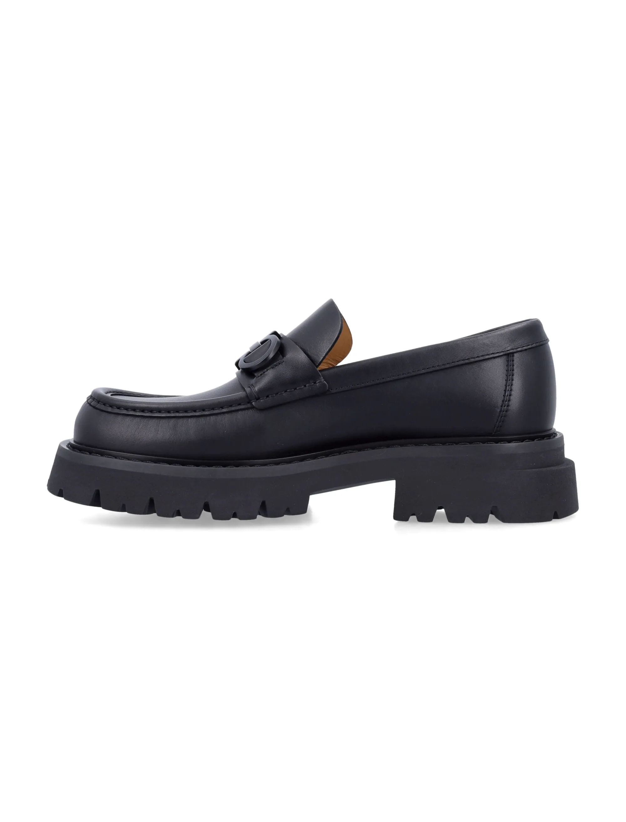 Ferragamo Chunky Moccasin with Gancini Hook Ornament - 4.5 cm Heel