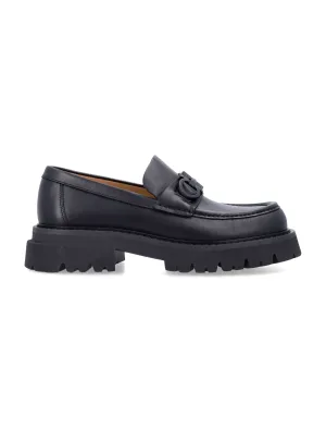 Ferragamo Chunky Moccasin with Gancini Hook Ornament - 4.5 cm Heel