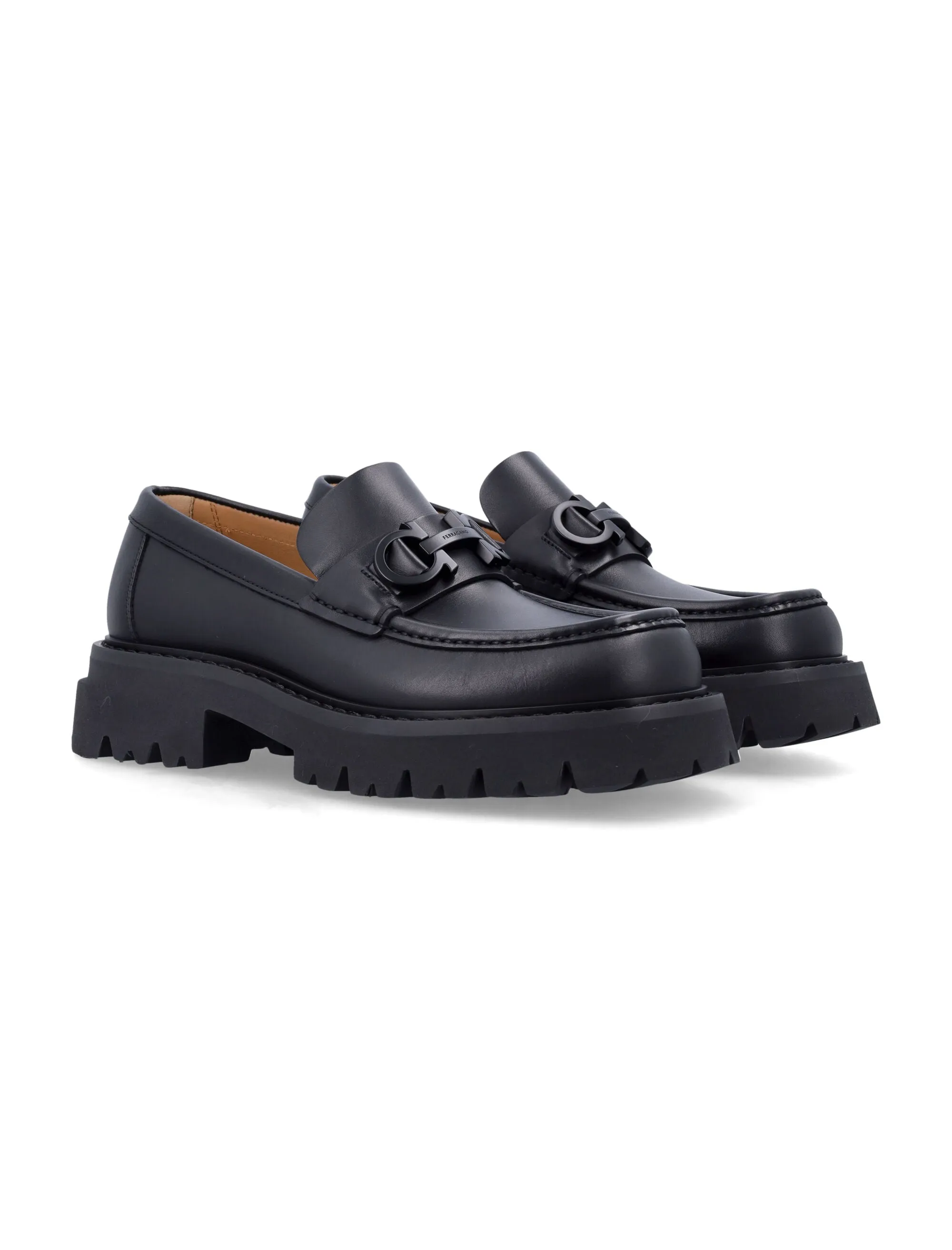 Ferragamo Chunky Moccasin with Gancini Hook Ornament - 4.5 cm Heel