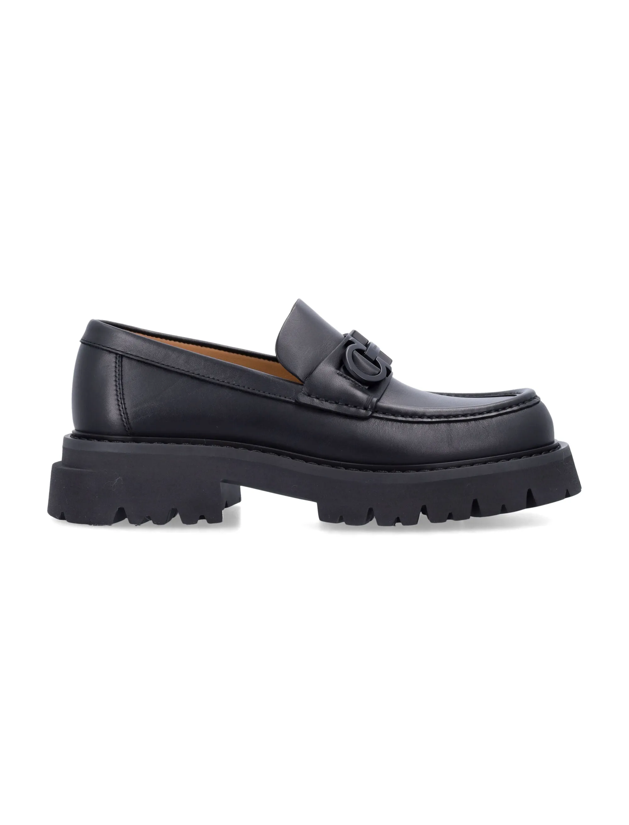 Ferragamo Chunky Moccasin with Gancini Hook Ornament - 4.5 cm Heel