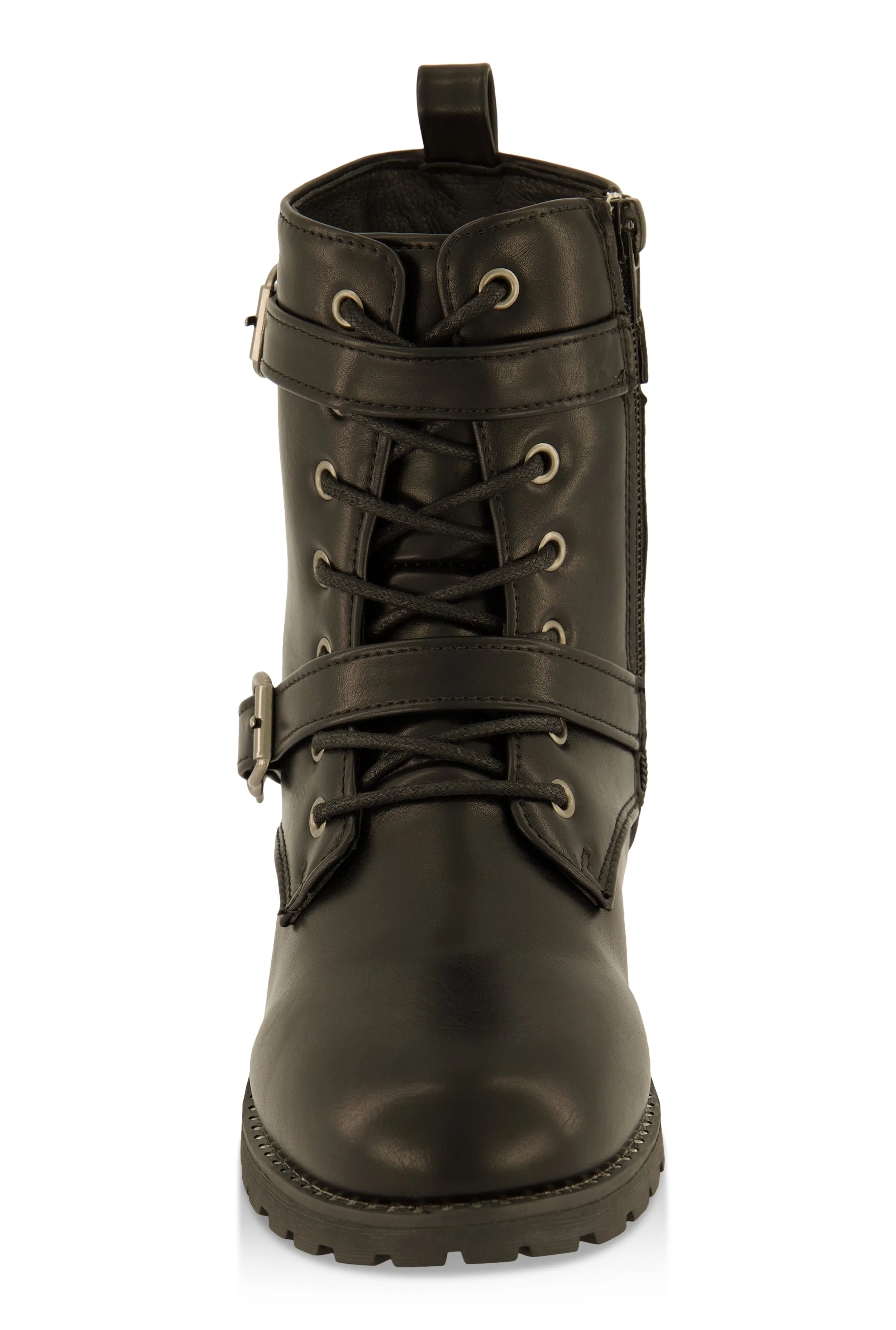Girls Buckle Detail Lace Up Combat Boots