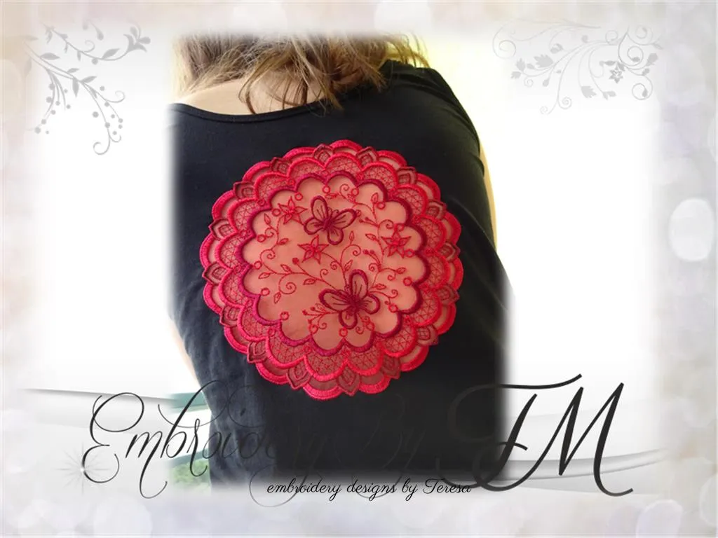 ITH hoop design for t-shirt, pillow, etc./ Two variations/ITH design and decorative design on the organza/Four sizes