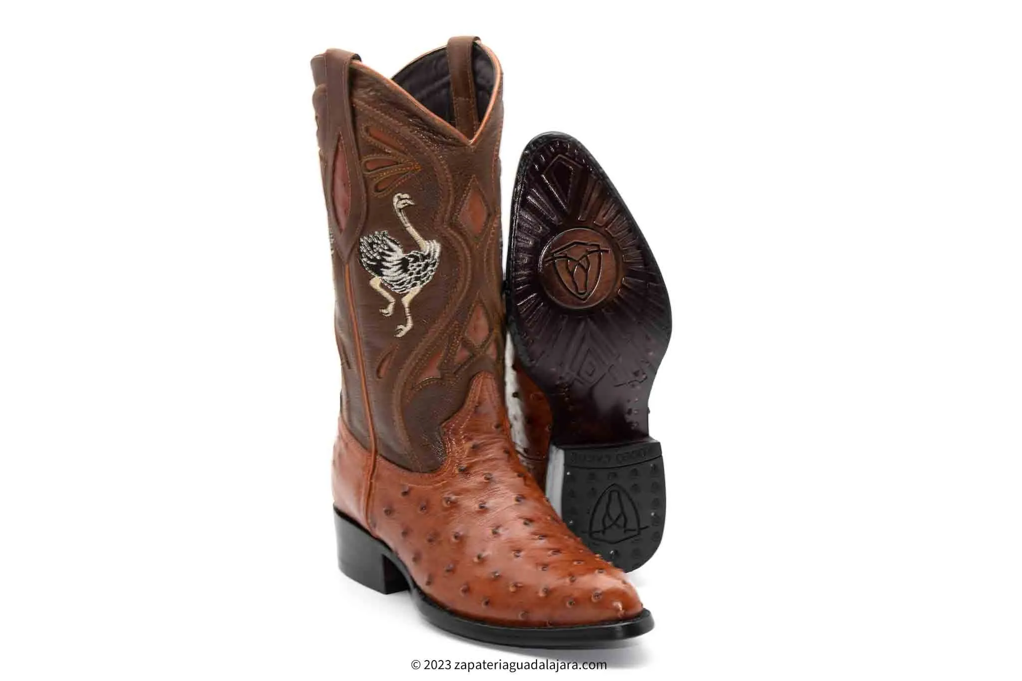 JB-903 MEN J-TOE FULL QUILL OSTRICH SHEDRON BOOT