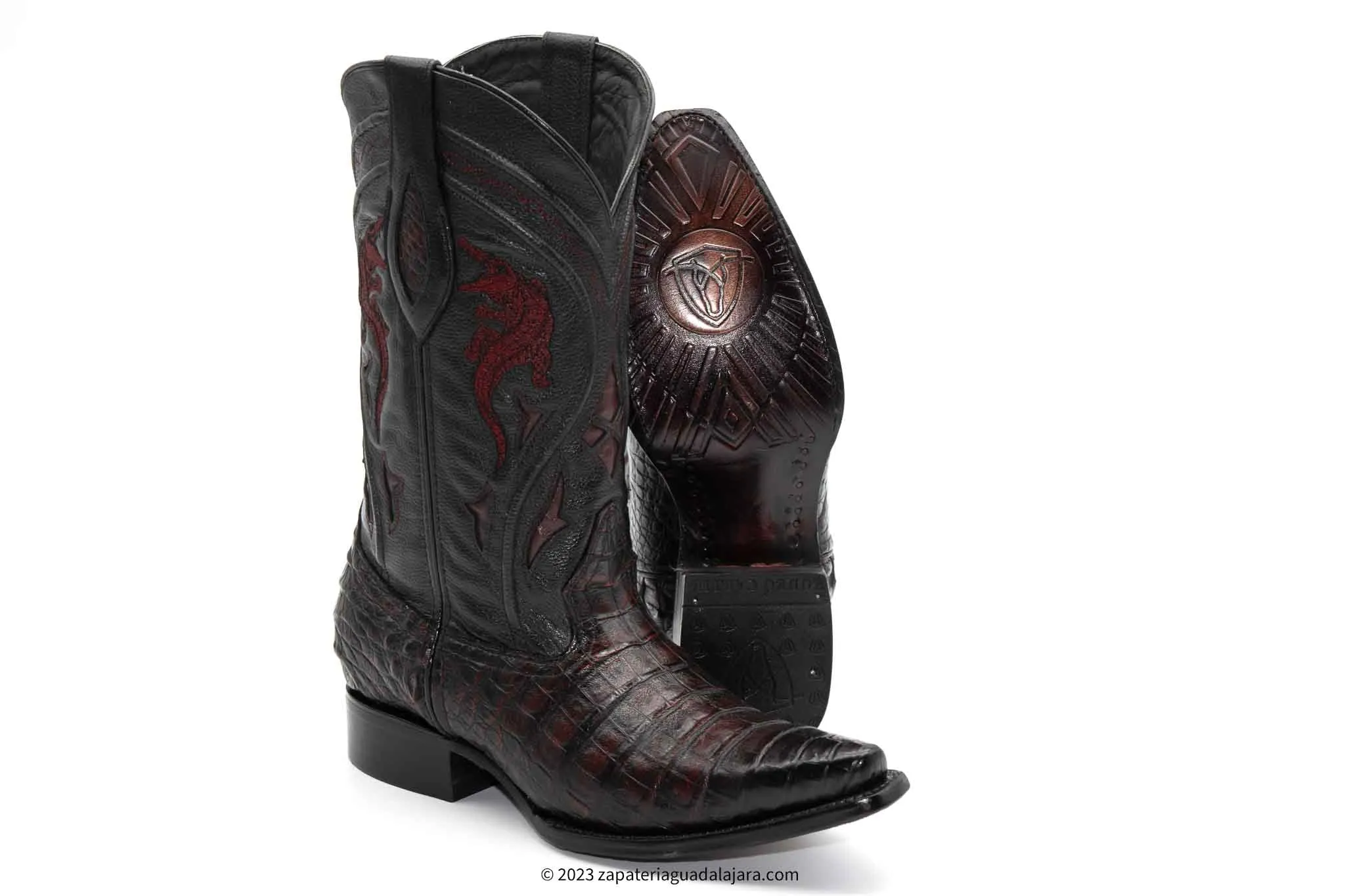 JB608 SNIP TOE CAIMAN BELLY BLACK CHERRY