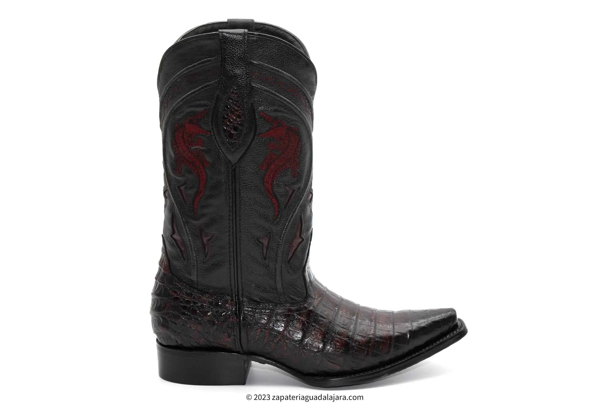 JB608 SNIP TOE CAIMAN BELLY BLACK CHERRY