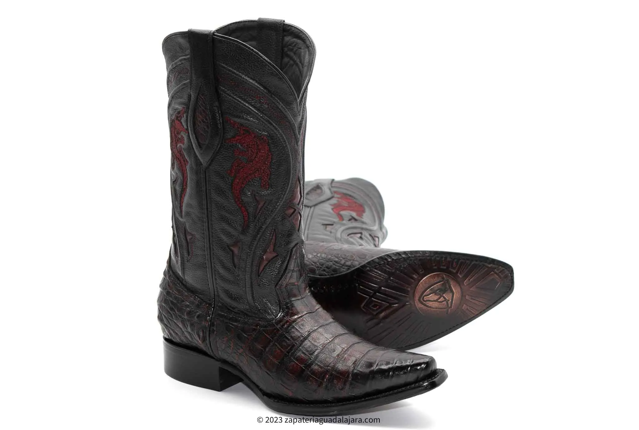 JB608 SNIP TOE CAIMAN BELLY BLACK CHERRY