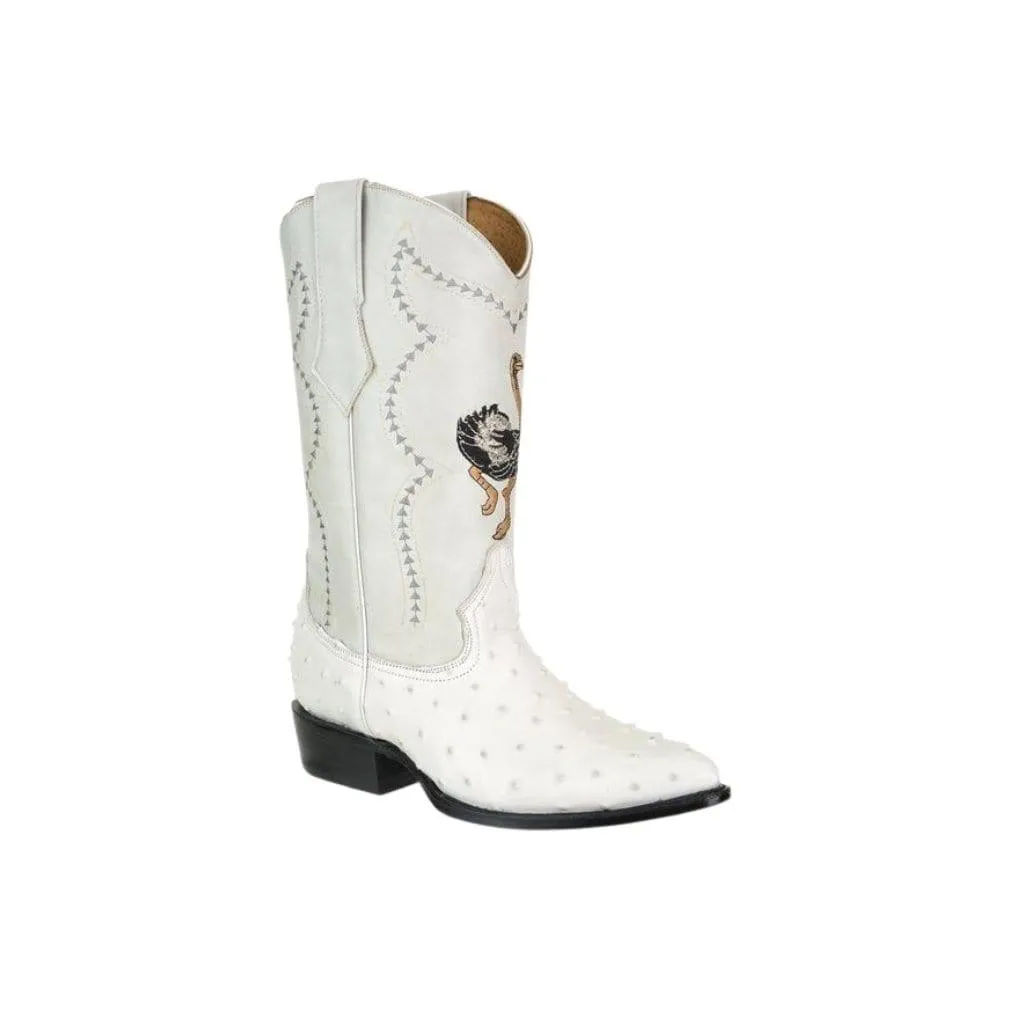 JB901 J Toe Boot Ostrich Print Leather Bone