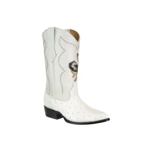 JB901 J Toe Boot Ostrich Print Leather Bone