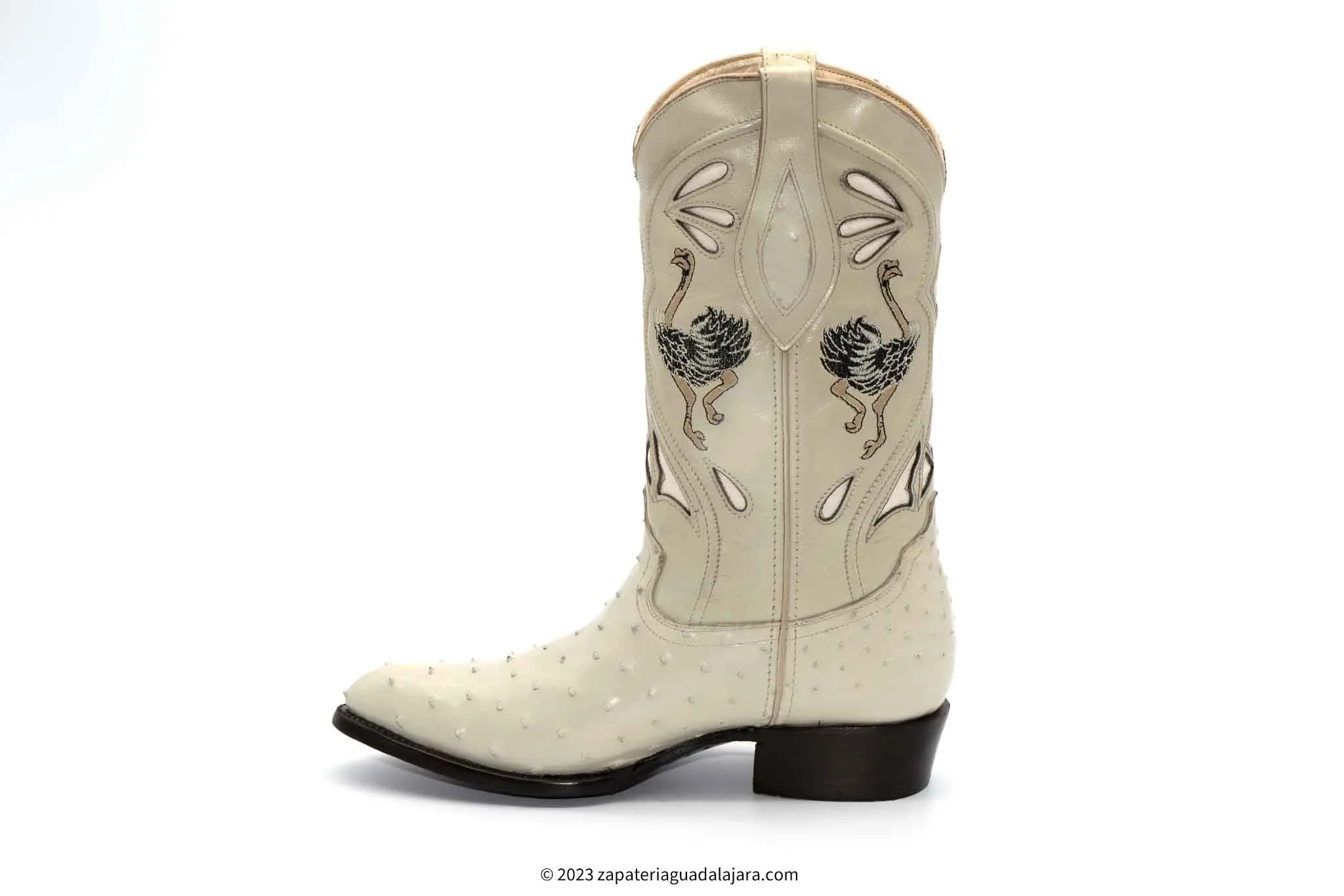 JB903 MEN J-TOE FULL QUILL OSTRICH WINTERWHITE BOOT