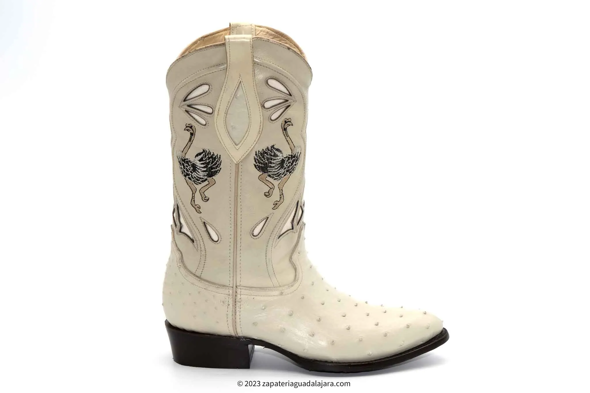 JB903 MEN J-TOE FULL QUILL OSTRICH WINTERWHITE BOOT