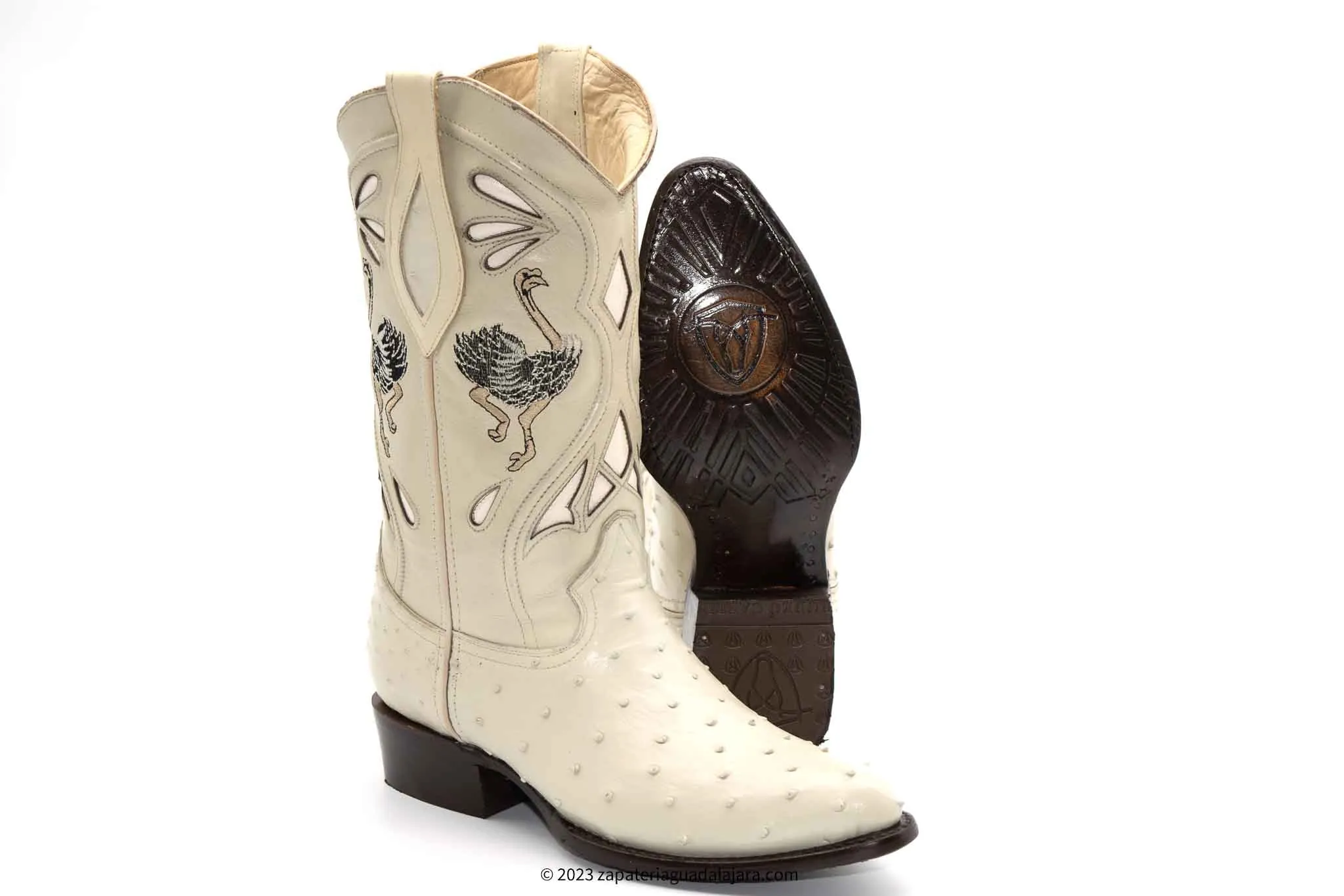 JB903 MEN J-TOE FULL QUILL OSTRICH WINTERWHITE BOOT
