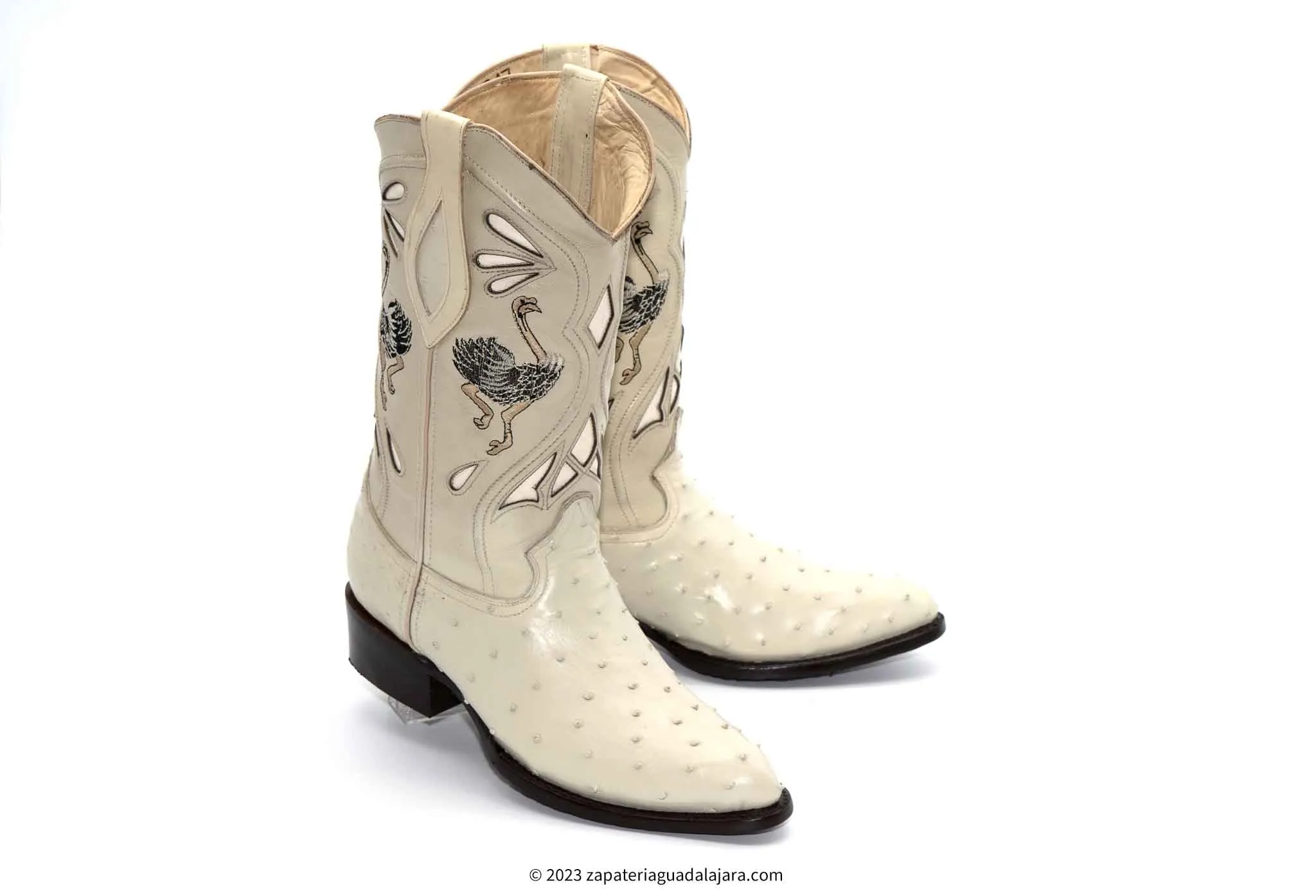 JB903 MEN J-TOE FULL QUILL OSTRICH WINTERWHITE BOOT