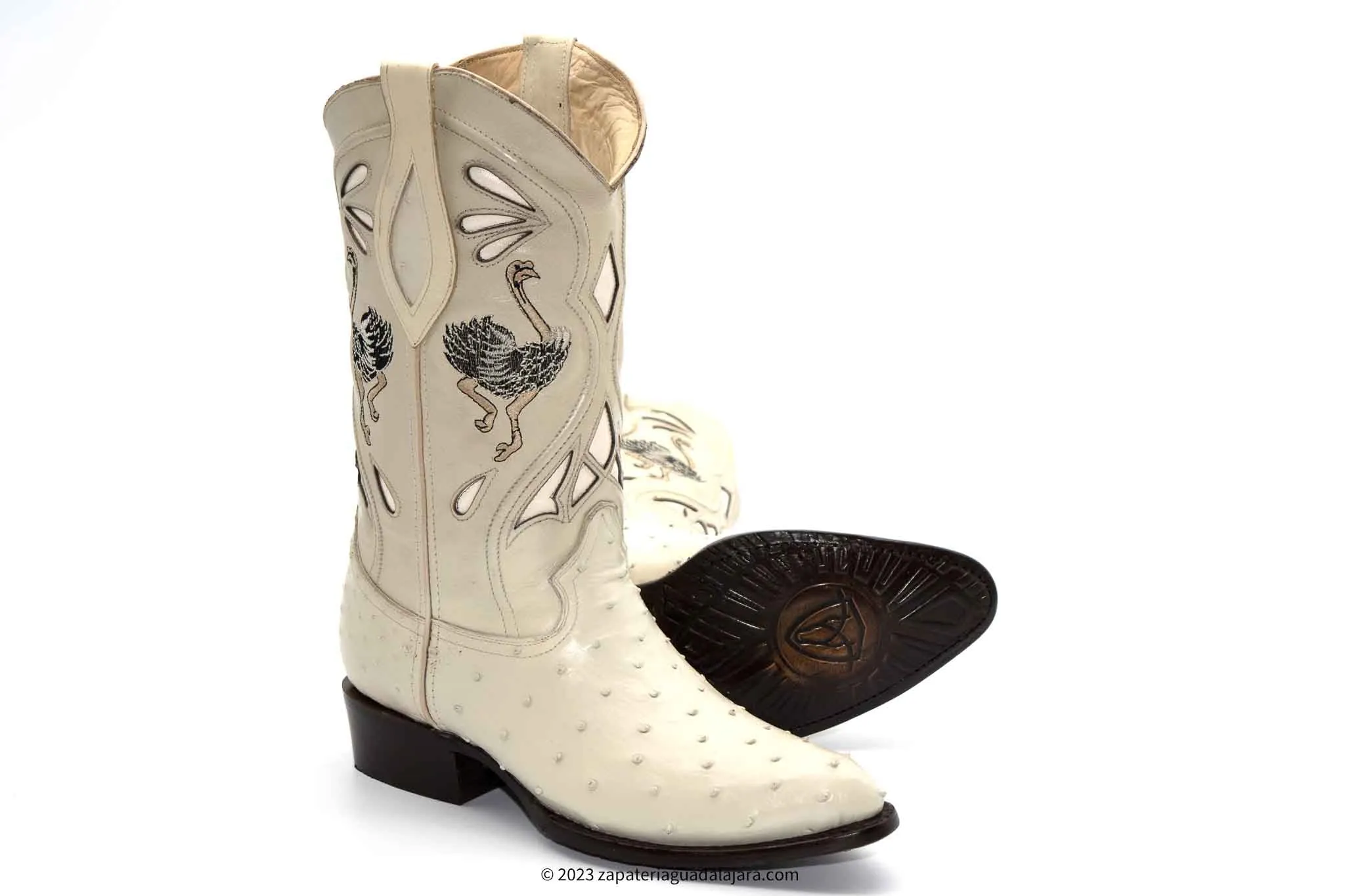 JB903 MEN J-TOE FULL QUILL OSTRICH WINTERWHITE BOOT