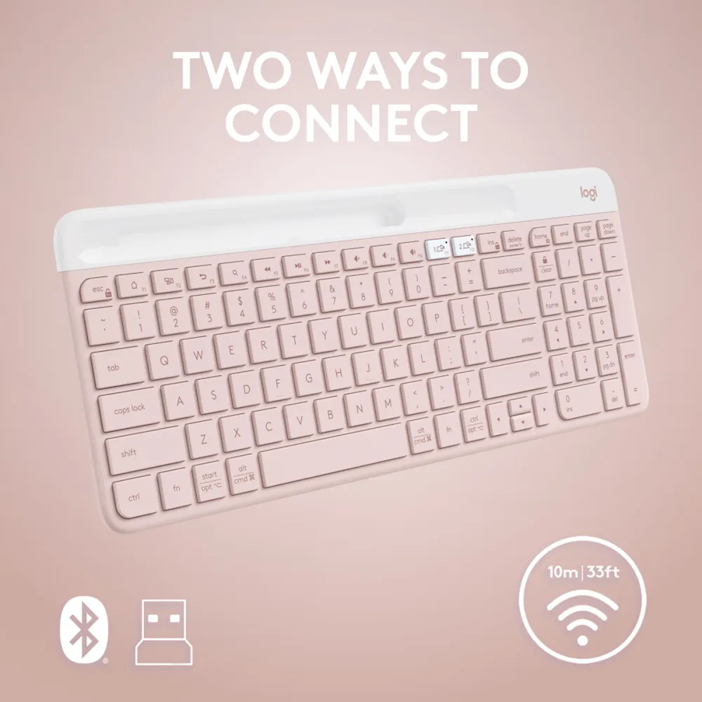 Logitech K580 Slim Multi-Device Bluetooth Keyboard Rose