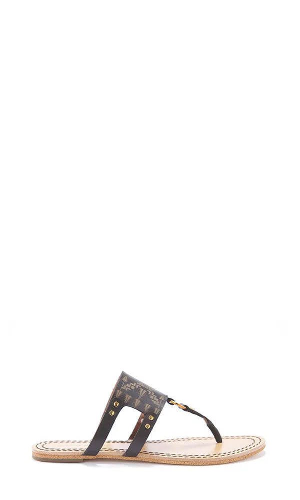 Lux Laser Etched Leather Thong Sandal