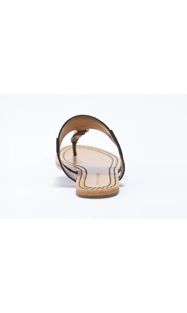 Lux Laser Etched Leather Thong Sandal