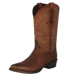 Mens Cognac Teju Lizard Print Leather Cowboy Boots J Toe