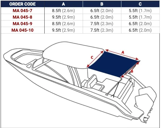 OCEANSOUTH Hard Top Stern Shade Extension Kit
