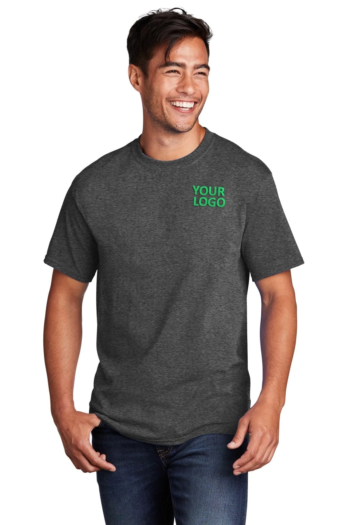 Port & Company Core Cotton Customized Tee's, Dark Heather Grey*