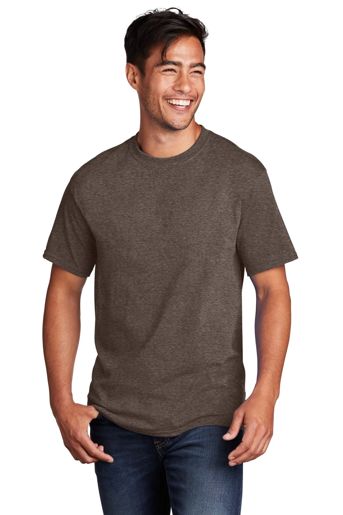 Port & Company Core Cotton Customized Tee's, Heather Dark Chocolate Brown*