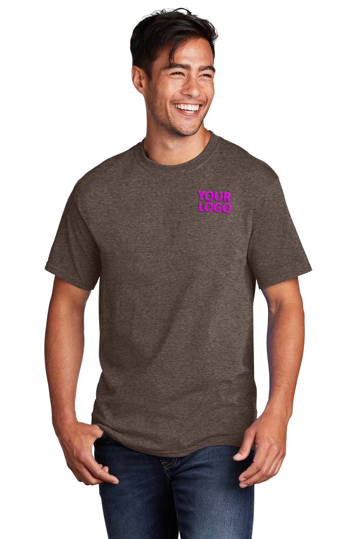 Port & Company Core Cotton Customized Tee's, Heather Dark Chocolate Brown*
