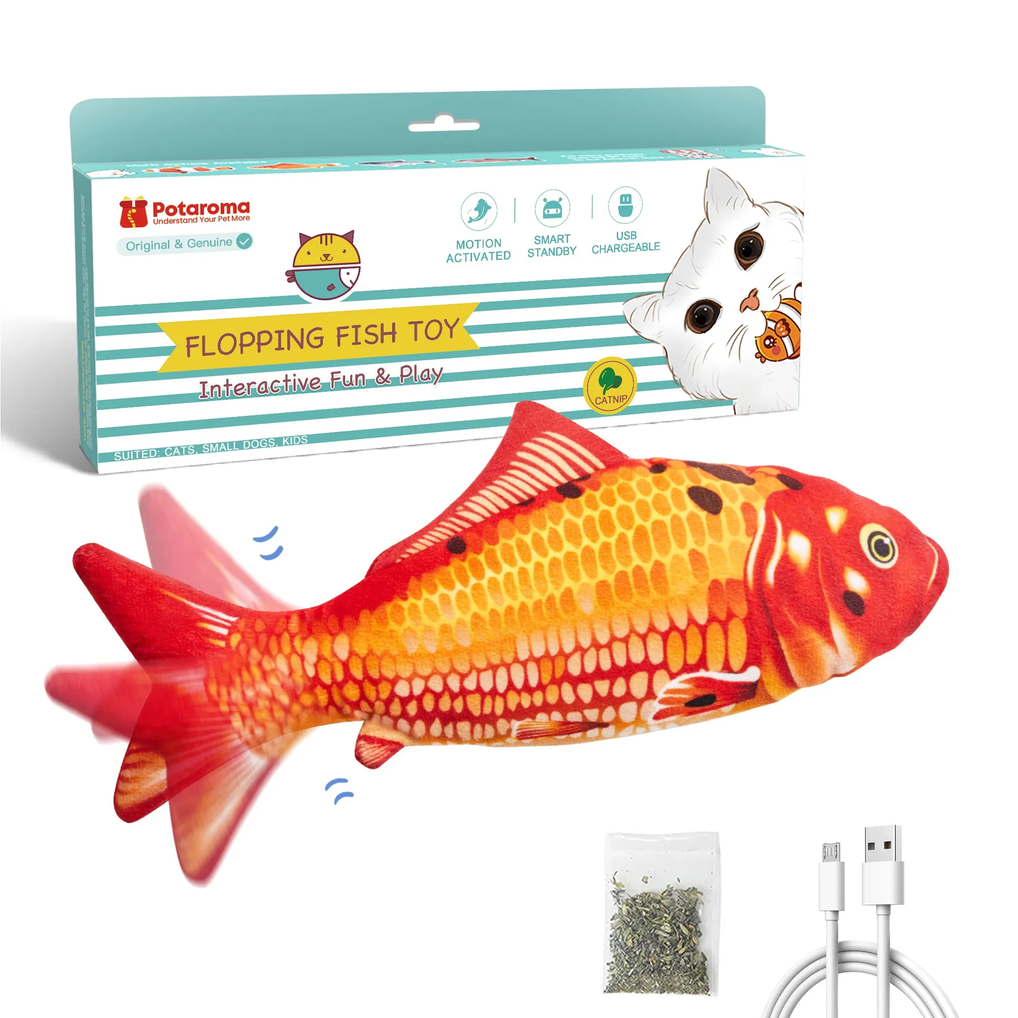 Potaroma Cat Toys Flopping Fish with Silvervine and Catnip