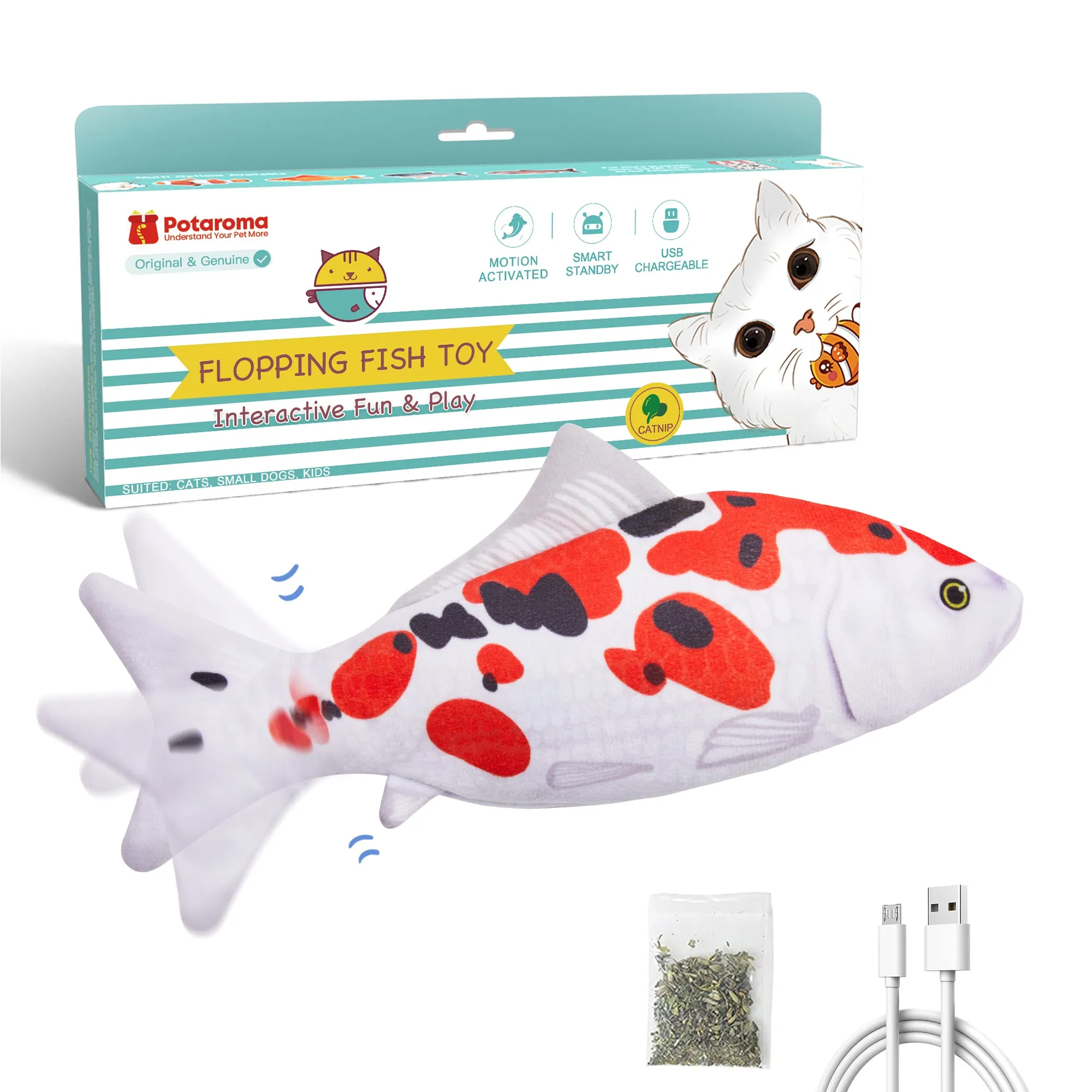 Potaroma Cat Toys Flopping Fish with Silvervine and Catnip