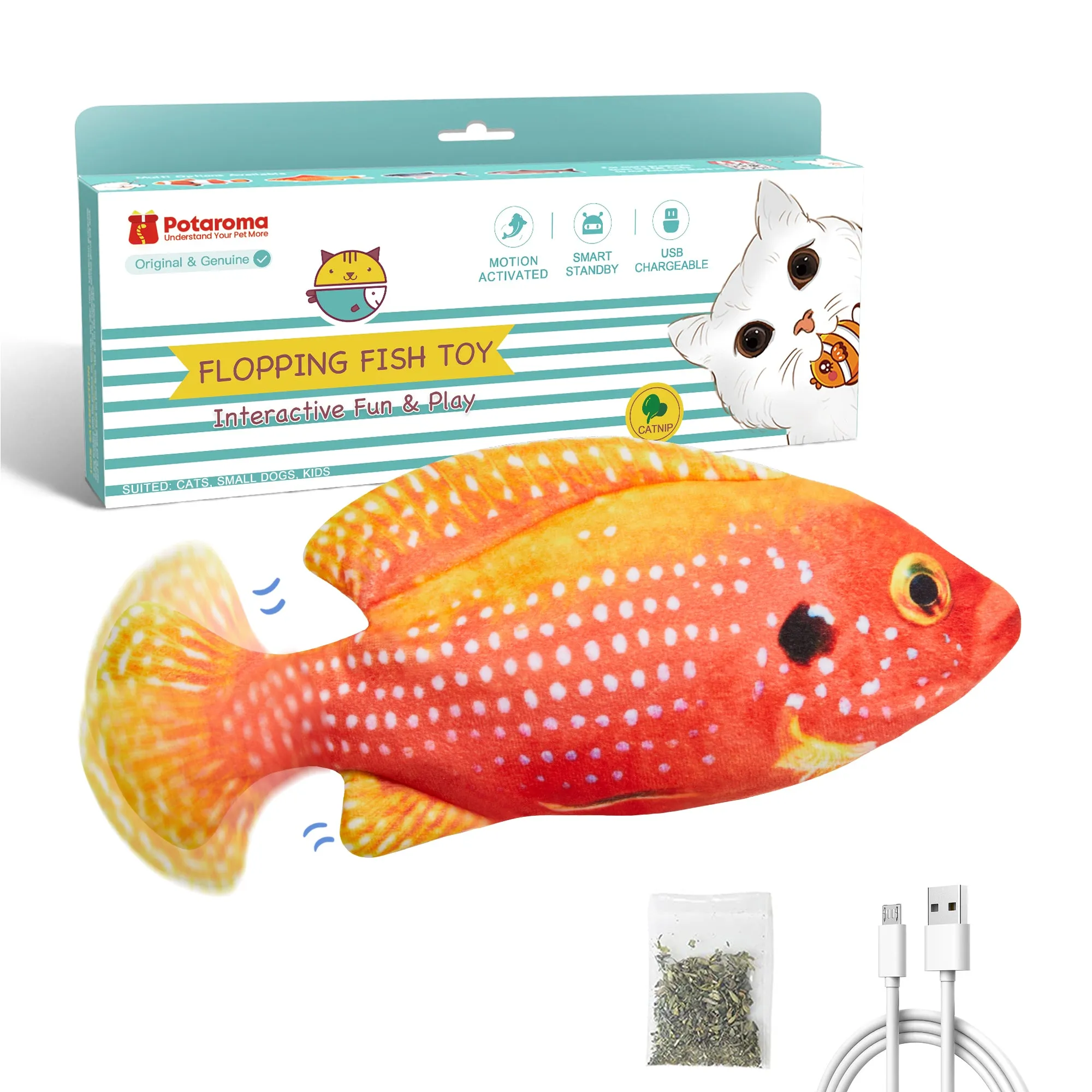 Potaroma Cat Toys Flopping Fish with Silvervine and Catnip