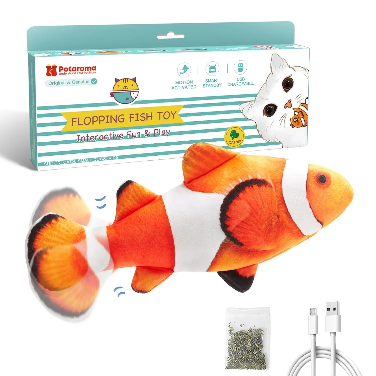 Potaroma Cat Toys Flopping Fish with Silvervine and Catnip