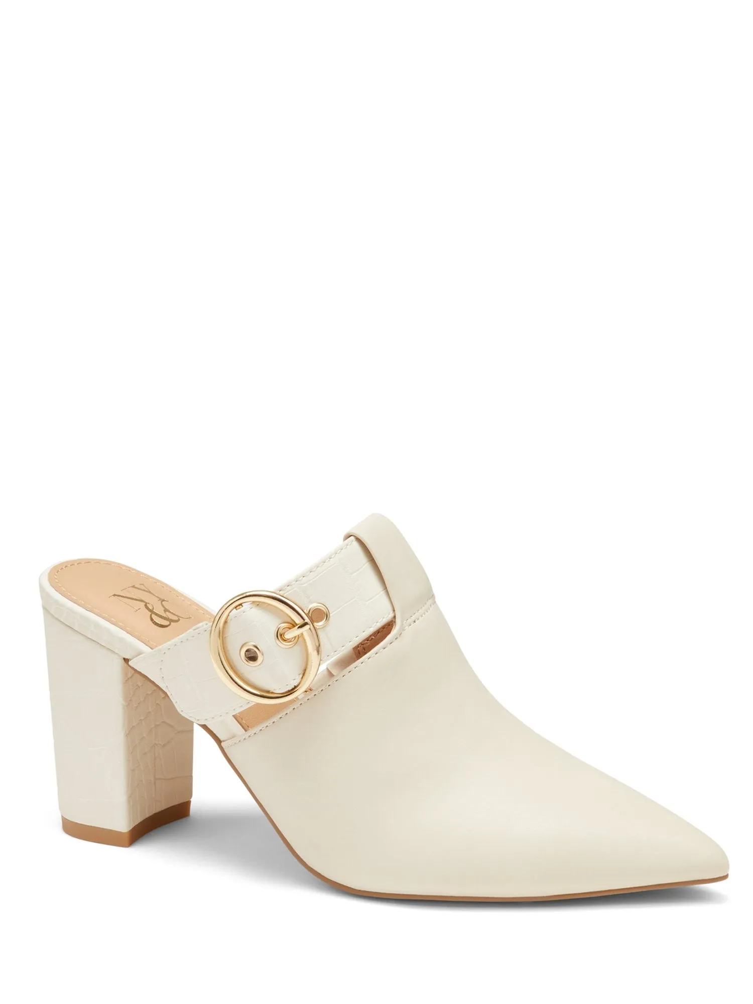 Stella Buckle Block-Heel Mule