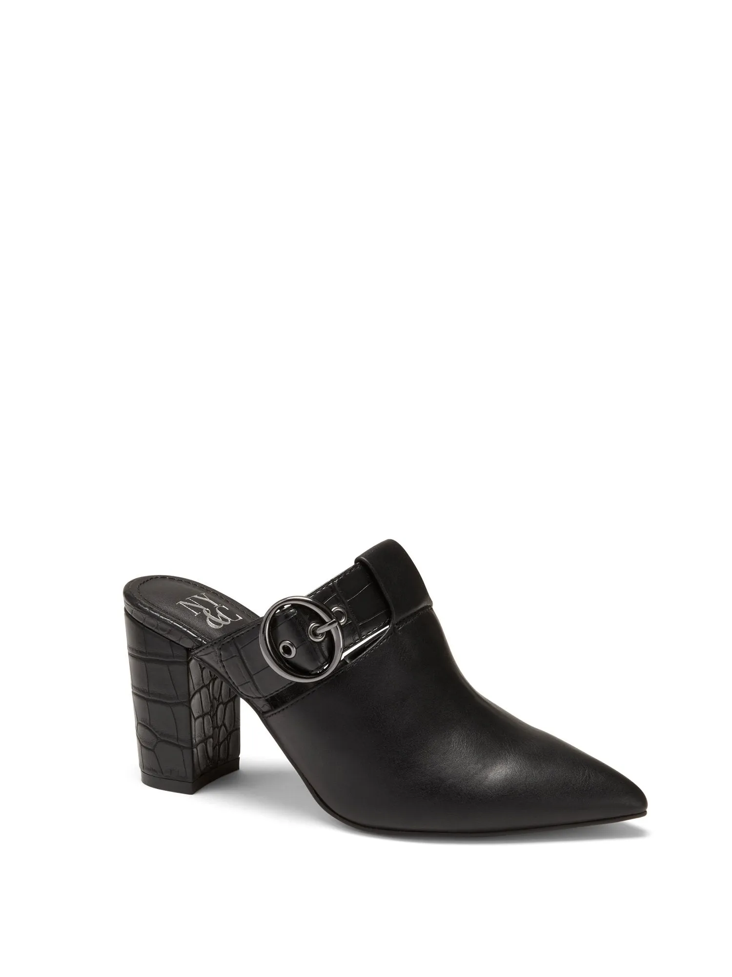 Stella Buckle Block-Heel Mule
