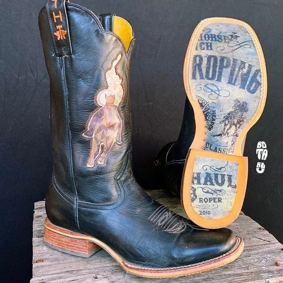 TIN HAUL Open Roper Header Heeler Square Toe Cowboy Western Boots
