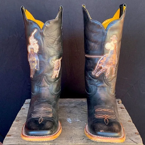 TIN HAUL Open Roper Header Heeler Square Toe Cowboy Western Boots