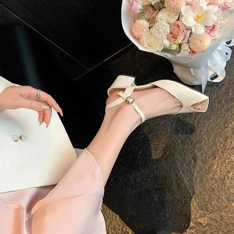 TSS95 Women's Casual Shoes - Solid Thick Heels Sandals