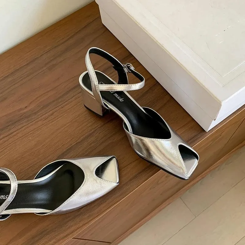 TSS95 Women's Casual Shoes - Solid Thick Heels Sandals