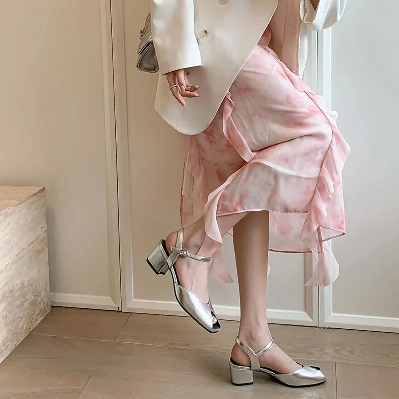 TSS95 Women's Casual Shoes - Solid Thick Heels Sandals