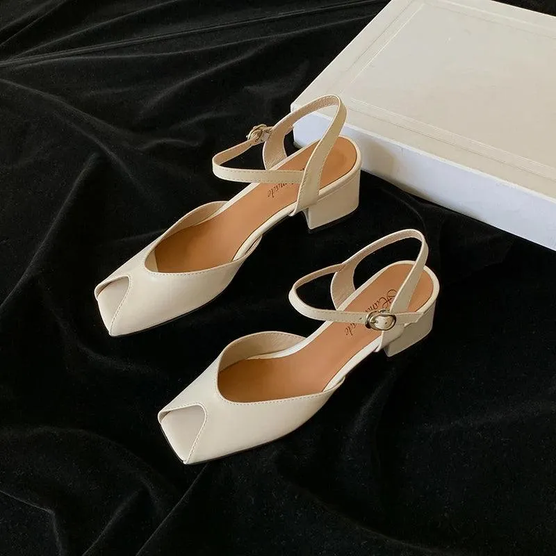 TSS95 Women's Casual Shoes - Solid Thick Heels Sandals