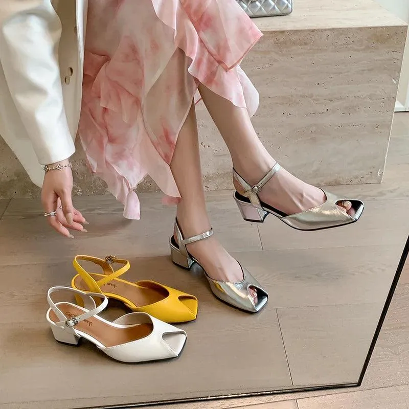 TSS95 Women's Casual Shoes - Solid Thick Heels Sandals