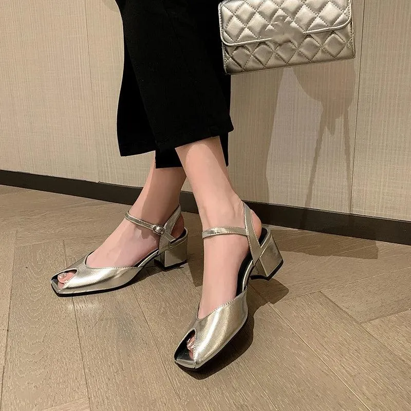TSS95 Women's Casual Shoes - Solid Thick Heels Sandals