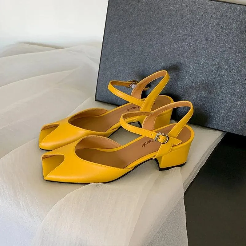 TSS95 Women's Casual Shoes - Solid Thick Heels Sandals