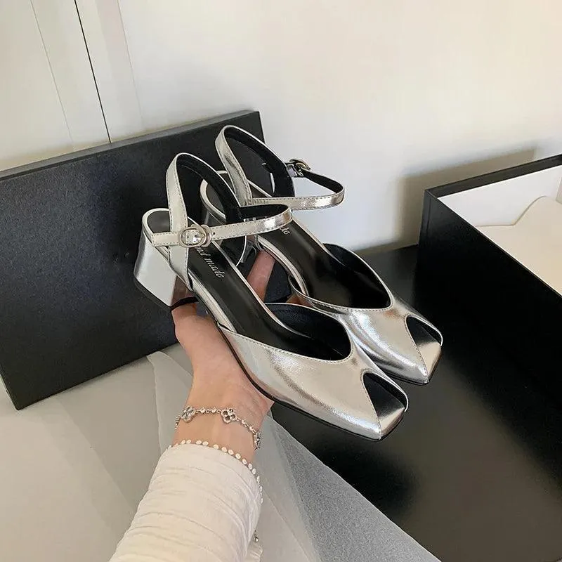 TSS95 Women's Casual Shoes - Solid Thick Heels Sandals