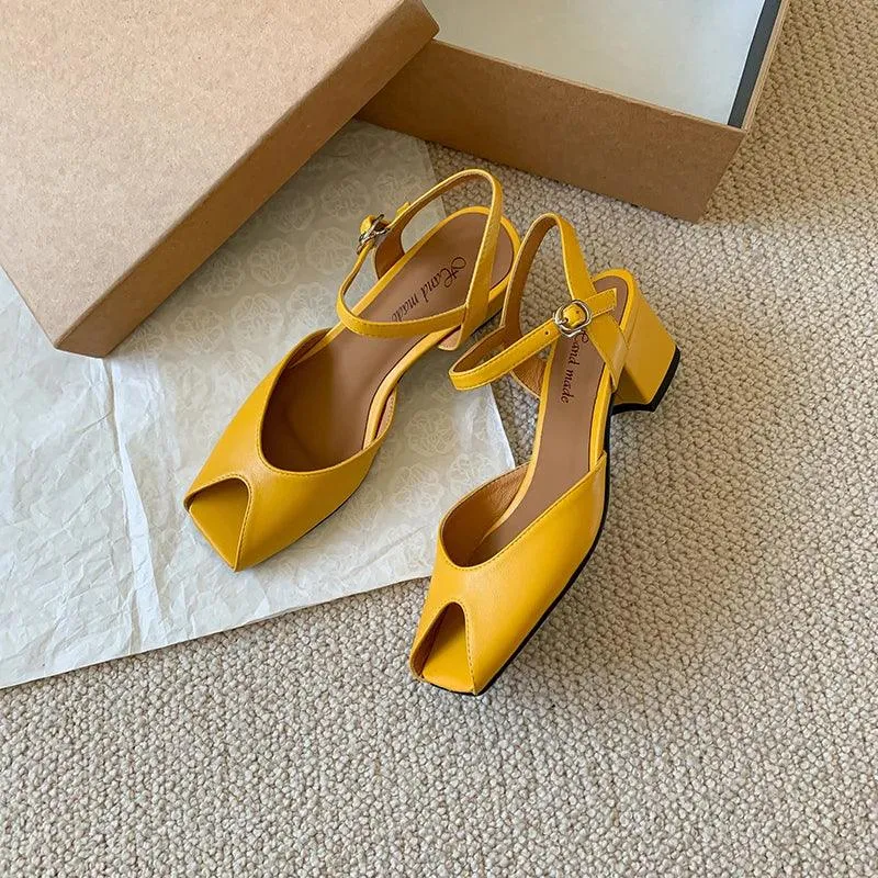 TSS95 Women's Casual Shoes - Solid Thick Heels Sandals