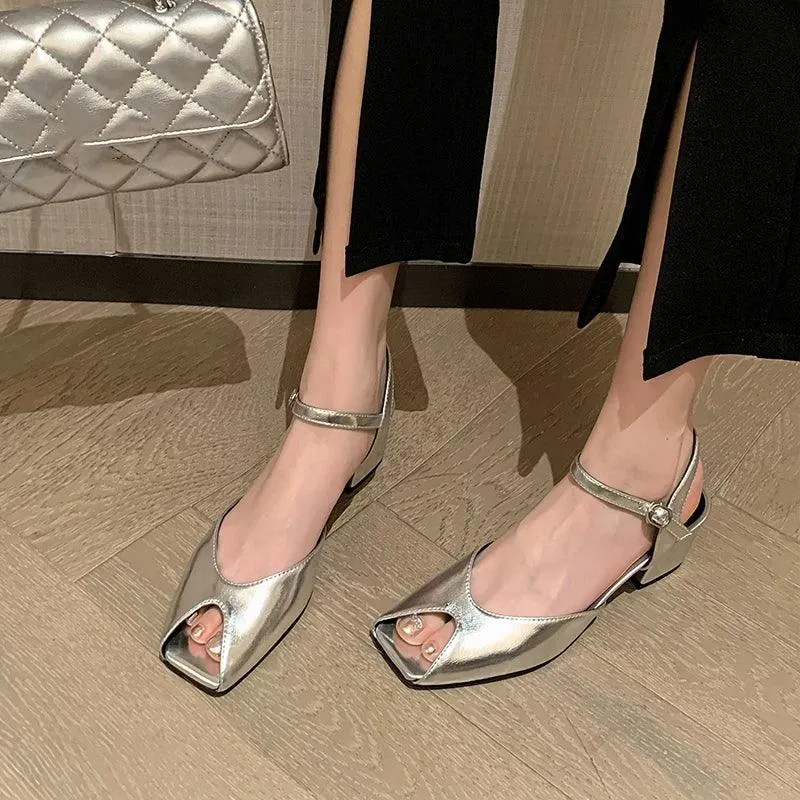 TSS95 Women's Casual Shoes - Solid Thick Heels Sandals
